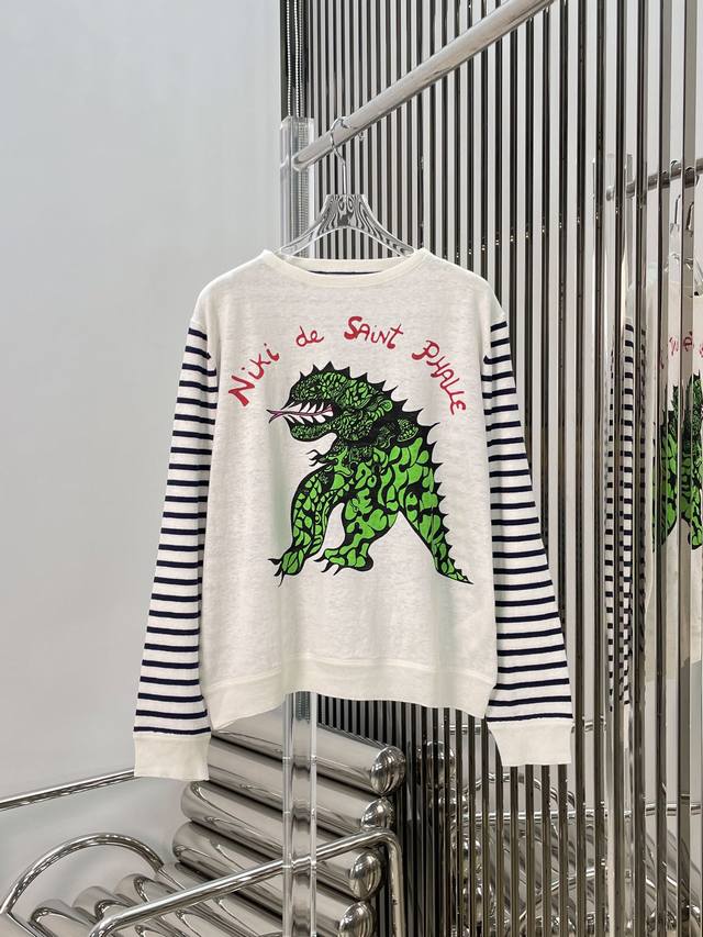 新款 最新 24New 小恐龙条纹撞色针织t恤 尺码:Sml